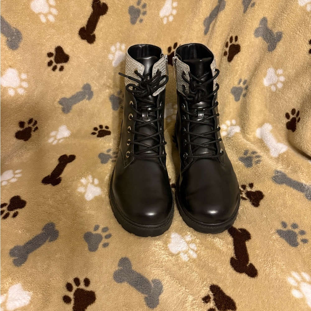 Michael Kors bling Black Lace-Up Ankle Boots